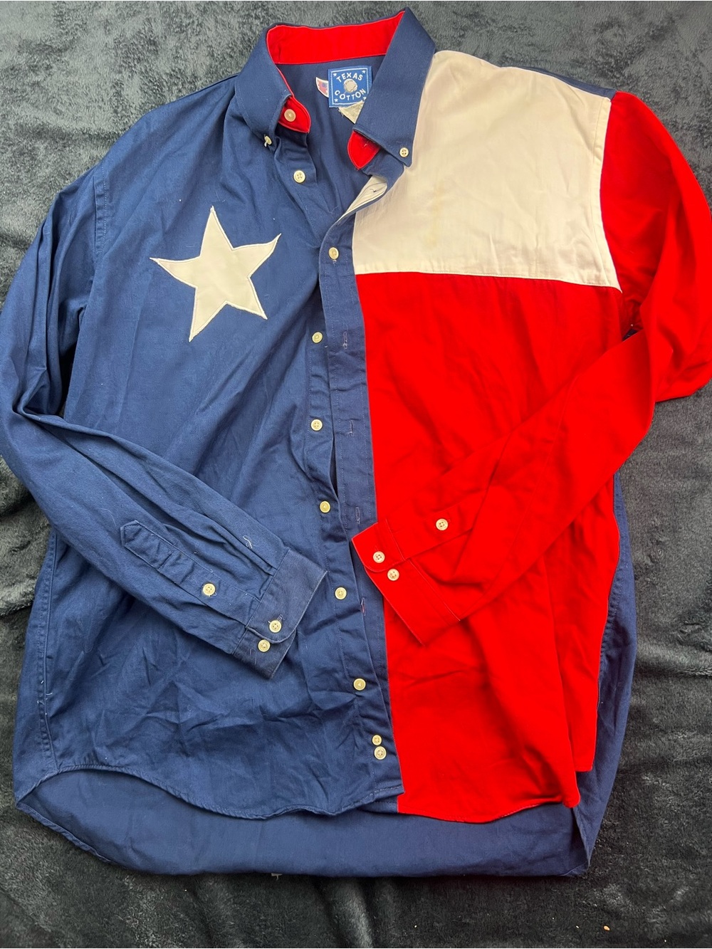 Vintage Cowboy Red White Blue Shirt Star Stripes Texas USA Merica Large